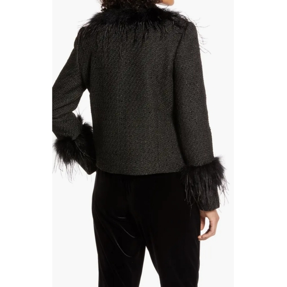 Halogen x Atlantic-Pacific Feather Trim Tweed Blazer (2X) - Picture 6 of 12